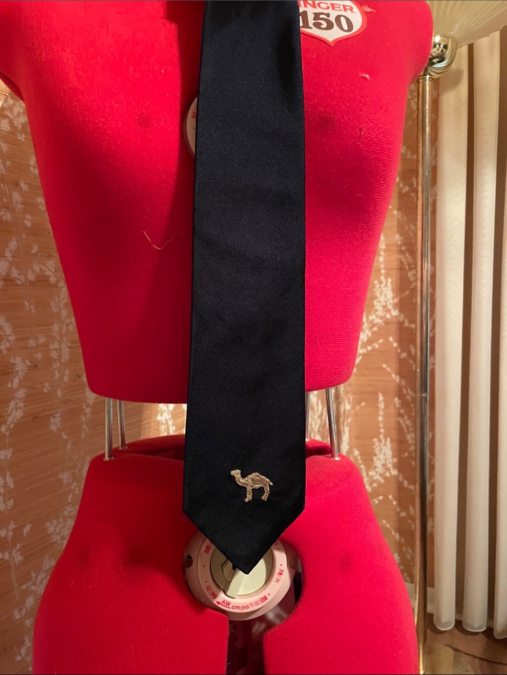Black Men's Tie with Gold Camel Accent